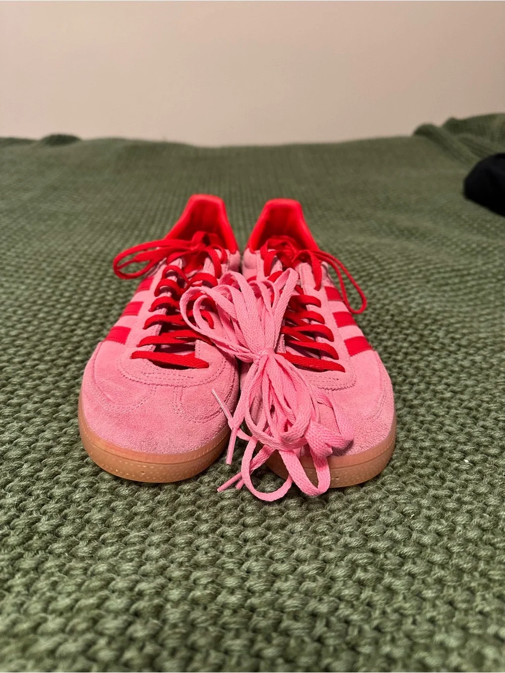 adidas Pink and Red Spezial Low-Top Sneakers